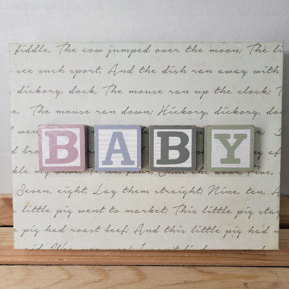 GANZ Nursery Decor w/ Nursery Rhyme Lines and "Baby" Blocks
